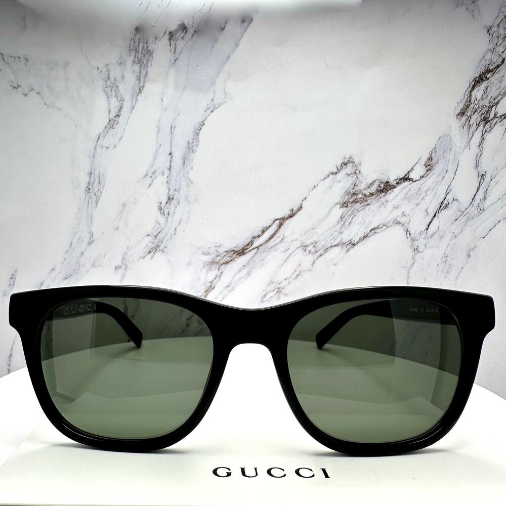 New GUCCI Sunglasses Black 54mm Square Gold Letter Logo Red Green Web Mens - Picture 13 of 15